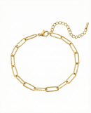 Gold chain bracelet on a white background