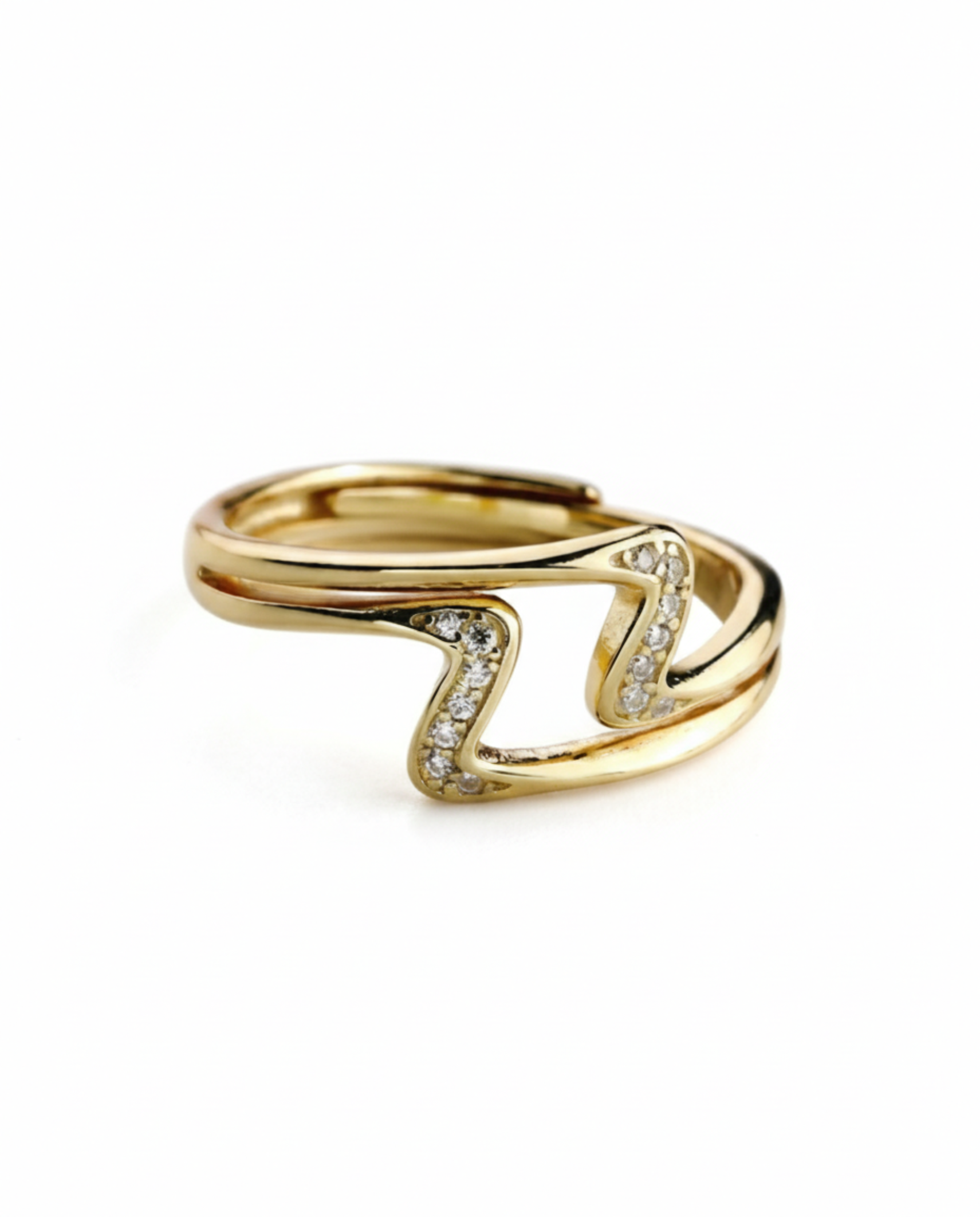 Twin Wave Open Ring In Gold